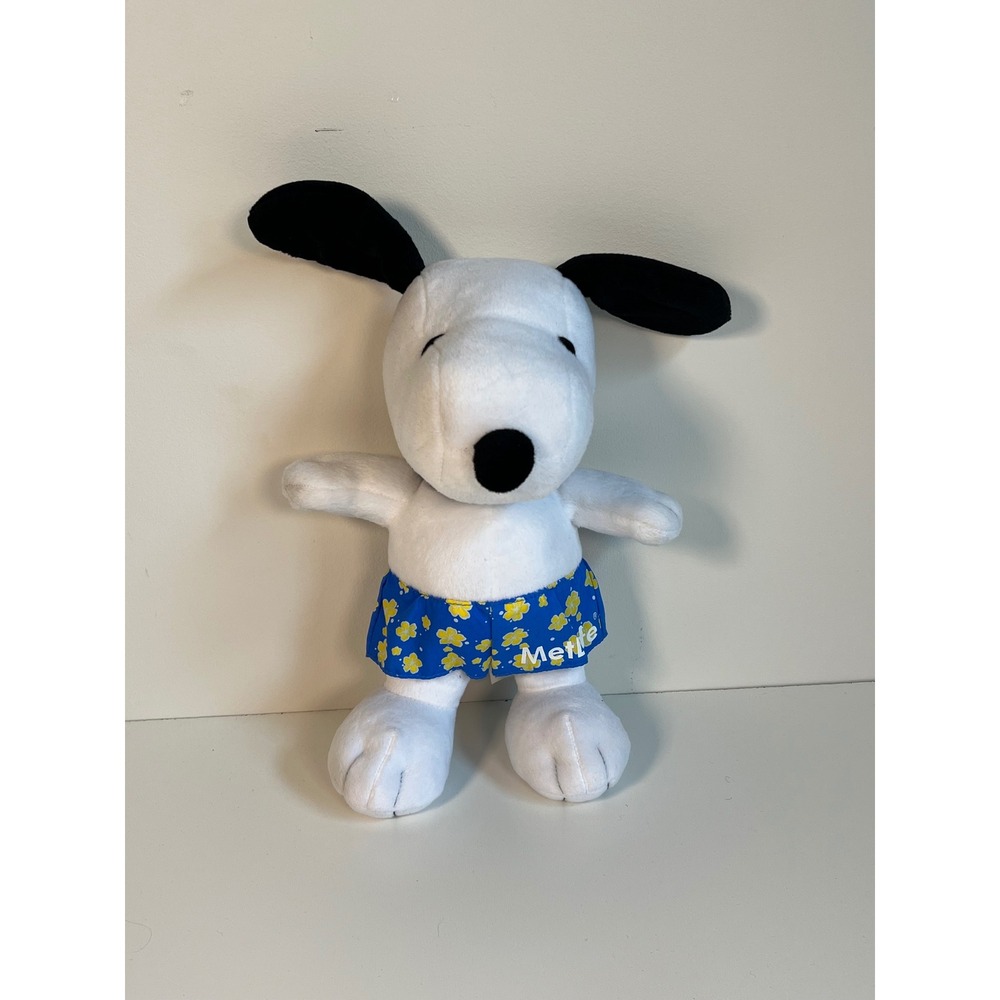 Peanuts Snoopy Plush Toy Blue Floral Boxer Shorts Met Life‎ Stuffed Animal - Picture 2 of 12